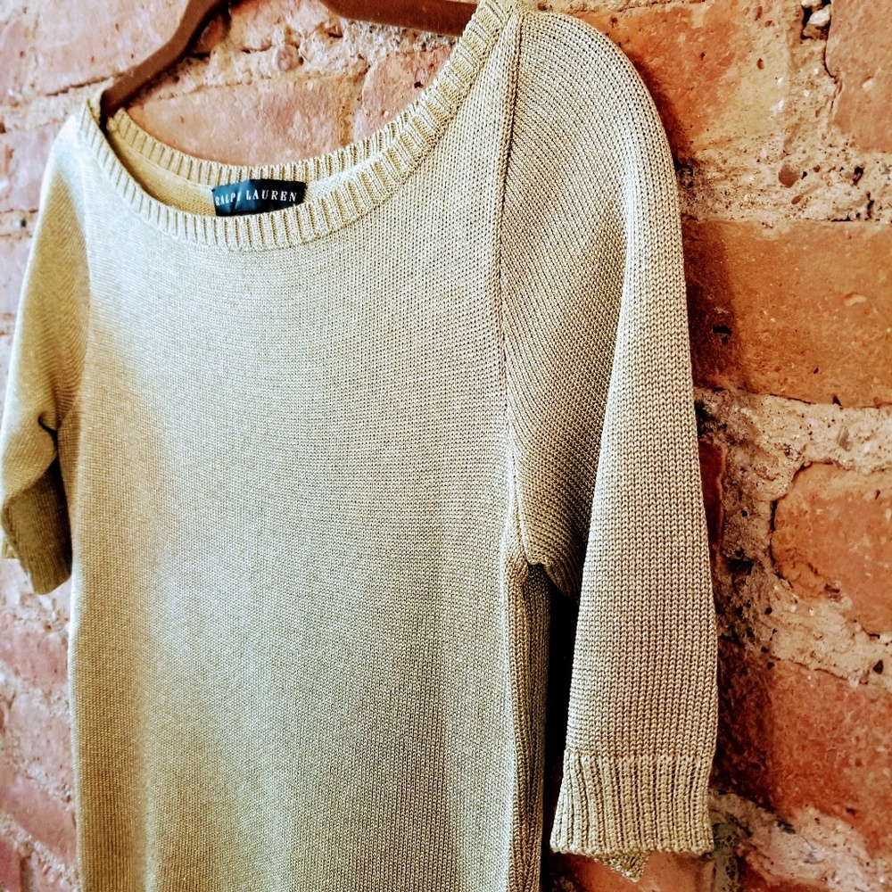 Ralph Lauren Black Label Metallic Gold Sweater - Picture 4 of 6